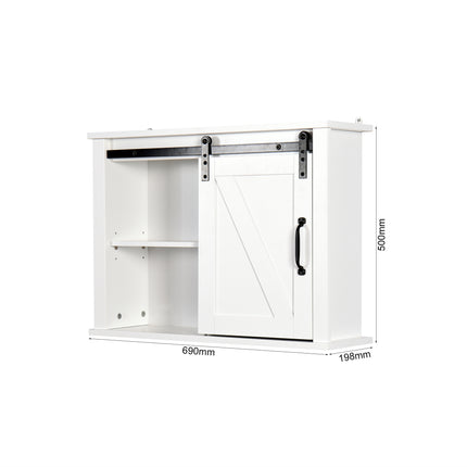 AN4- Bathroom Wall Cabinet with 2 Adjustable Shelves Wooden Storage Cabinet with a Barn Door 27.16x7.8x19.68 inch - Likeshoppe 