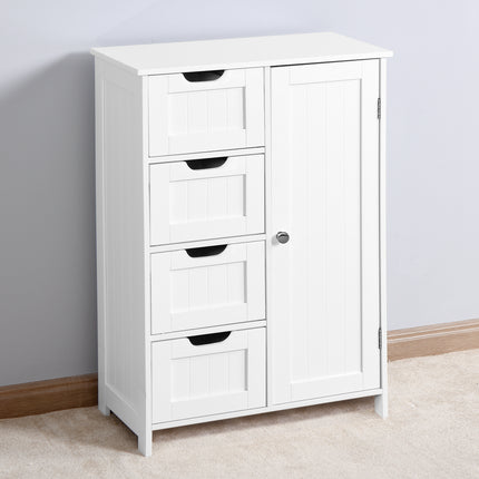 AM2- White Bathroom Storage Cabinet, Floor Cabinet with Adjustable Shelf and Drawers - Likeshoppe 