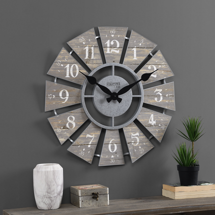 CG8- FirsTime & Co. Gray Numeral Windmill Wall Clock, Farmhouse, Analog, 24 x 2 x 24 in - Likeshoppe 