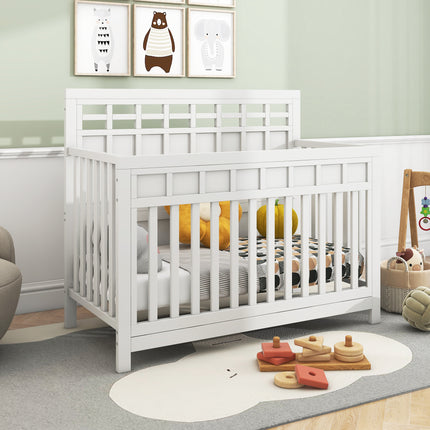 AO5- Certified Baby Safe Crib, Pine Solid Wood, Non-Toxic Finish, Snow White - Likeshoppe 