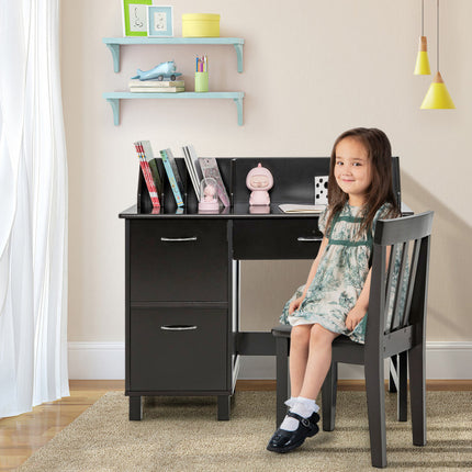 AV1- Kids Wooden Writing Furniture Set with Drawer and Storage Cabinet - Likeshoppe 