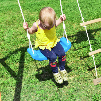 BB3- Wooden Swing Set with Slide, Outdoor Playset Backyard Activity Playground Climb Swing Outdoor Play Structure for Toddlers, Ready to Assemble Wooden Swing-N-Slide Set Kids Climbers - Likeshoppe 