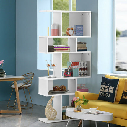 AT24- 5 Cubes Ladder Shelf Corner Bookshelf Display Rack Bookcase - Likeshoppe 