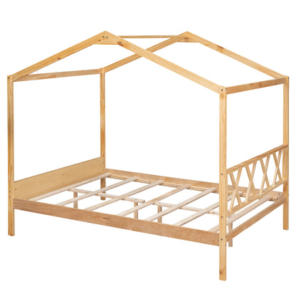 AS27- Full Size Wood House Bed with Storage Space - Likeshoppe 