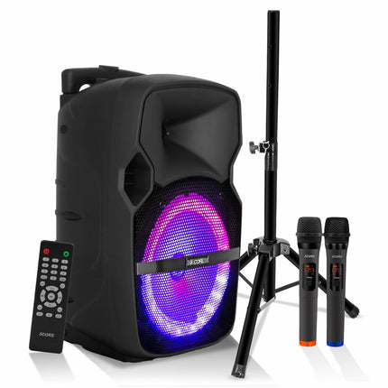 CC10- 5 Core DJ speakers 10" Rechargeable Powered PA system 400W Loud Speaker Bluetooth USB SD Card AUX MP3 FM LED Ring - ACTIVE HOME 10 2-MIC - Likeshoppe 