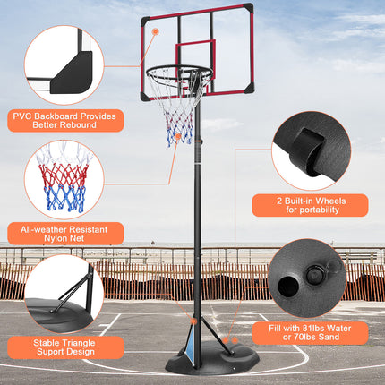 BG6- Portable Basketball Hoop System Stand Height Adjustable 7.5ft - 9.2ft with 32 Inch Backboard and Wheels for Youth Adults Indoor Outdoor Basketball Goal - Likeshoppe 