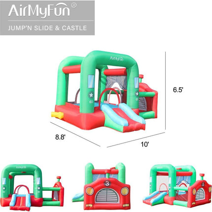 BC2- AirMyFun Bounce House for Kids 3-12 Inflatable Slide Jumping Bounce Castle Blow Up Toddler Bouncy House for Kids Outdoor with Slide and Blower Use for Indoor - Likeshoppe 