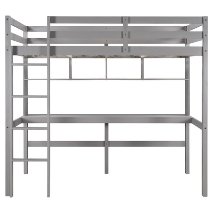 AS30- Twin Size Loft Bed with Convenient Desk;  Shelves;  and Ladder - Likeshoppe 