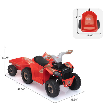 BH13- Children's Beach Car - with Trailer - Red - Likeshoppe 