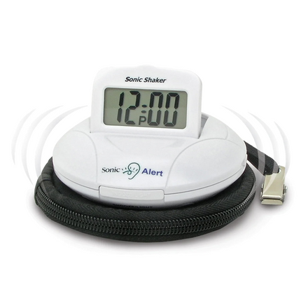 CH28- Sonic Alert - Sonic Shaker Portable Alarm Clock, Compact Design with Digital Display - White - Likeshoppe 