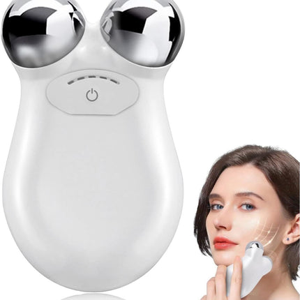 CE2- Microcurrent-Facial-Device, Microcurrent Face Massager Roller for Skin Care, Facial Massager Face Rollers for Women & Men, Glossy White - Likeshoppe 