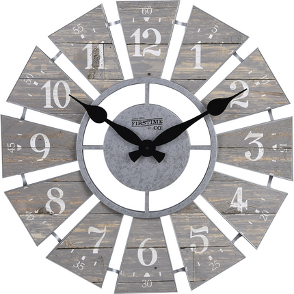 CG8- FirsTime & Co. Gray Numeral Windmill Wall Clock, Farmhouse, Analog, 24 x 2 x 24 in - Likeshoppe 