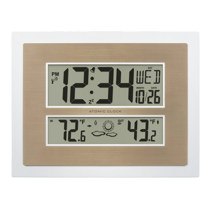 CH2- La Crosse Technology Atomic Digital White & Champagne Contemporary Clock, 512-14937-Int - Likeshoppe 