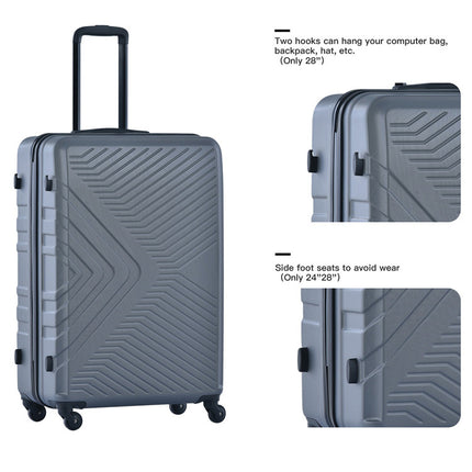 CA1- 3 Piece Luggage Sets ABS Lightweight Suitcase with Two Hooks;  Spinner Wheels;  TSA Lock;  (20/24/28)