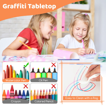 AV3- Kids Table and Chairs Set for 4 with Graffiti Desktop - Likeshoppe 