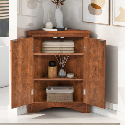 AM4- Triangle Bathroom Storage Cabinet with Adjustable Shelves;  Freestanding Floor Cabinet for Home Kitchen