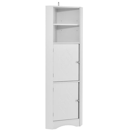 AM3- Tall Bathroom Corner Cabinet;  Freestanding Storage Cabinet with Doors and Adjustable Shelves;  MDF Board - Likeshoppe 