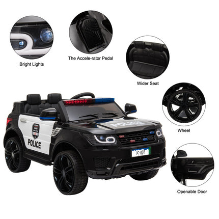 BH14- 12V Kids Police Ride On Car Electric Cars 2.4G Remote Control, LED Flashing Light, Music & Horn. - Likeshoppe 