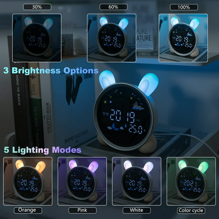 CH12- Hansang Alarm Clock for Kids, Ok to Wake Clock with Sleep Training, Rabbit Digital Alarm Clock with Night Light - Likeshoppe 