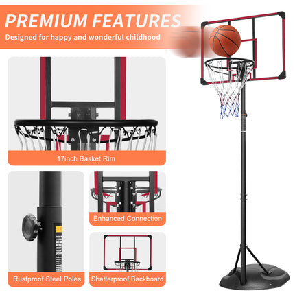 BG6- Portable Basketball Hoop System Stand Height Adjustable 7.5ft - 9.2ft with 32 Inch Backboard and Wheels for Youth Adults Indoor Outdoor Basketball Goal - Likeshoppe 