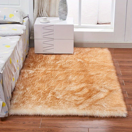 AR5- 1pc Fluffy Imitation Wool Area Rug, Suede Fleece Bottom Long Imitation Wool Rug, Acrylic 80% Polyester 20%, 2.36inch Long Wool, Living Room Bedroom Rug, Entryway Rug, Plush Rug, Simple Carpet - Likeshoppe 