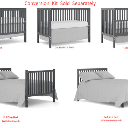 A02- Synergy,5-In-1 Convertible Crib, Converts from Baby Crib to Toddler Bed, Fits Standard Full-Size Crib Mattress ,Easy to Assemble 53*29*9 Inches-STORM GREY - Likeshoppe 