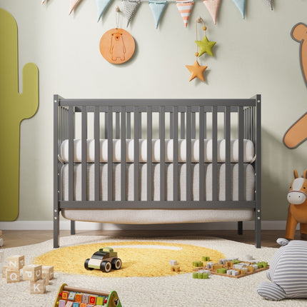 A02- Synergy,5-In-1 Convertible Crib, Converts from Baby Crib to Toddler Bed, Fits Standard Full-Size Crib Mattress ,Easy to Assemble 53*29*9 Inches-STORM GREY - Likeshoppe 