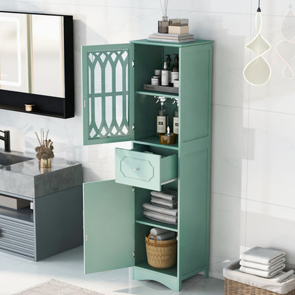 AN2- Tall Bathroom Cabinet;  Freestanding Storage Cabinet with Drawer and Doors;  MDF Board;  Acrylic Door;  Adjustable Shelf - Likeshoppe 