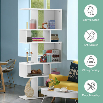 AT24- 5 Cubes Ladder Shelf Corner Bookshelf Display Rack Bookcase - Likeshoppe 