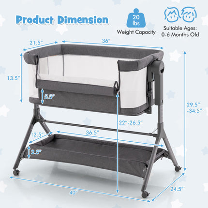 AP1- Height Adjustable Bedside Sleeper with Storage Bag and Soft Mattress for Baby - Likeshoppe 