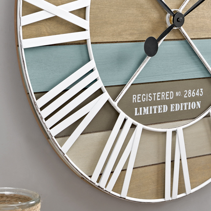 CG16-FirsTime & Co. Blue Maritime Planks Wall Clock, Farmhouse, Analog, 24 x 2 x 24 in - Likeshoppe 