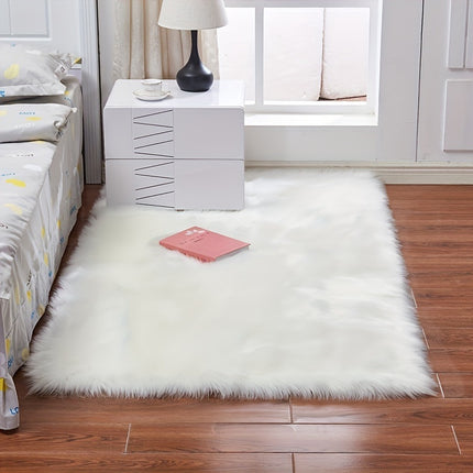 AR5- 1pc Fluffy Imitation Wool Area Rug, Suede Fleece Bottom Long Imitation Wool Rug, Acrylic 80% Polyester 20%, 2.36inch Long Wool, Living Room Bedroom Rug, Entryway Rug, Plush Rug, Simple Carpet - Likeshoppe 