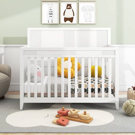 AO4-Certified Baby Safe Crib, Pine Solid Wood, Non-Toxic Finish, Snow White - Likeshoppe 