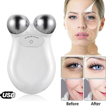 CE2- Microcurrent-Facial-Device, Microcurrent Face Massager Roller for Skin Care, Facial Massager Face Rollers for Women & Men, Glossy White - Likeshoppe 