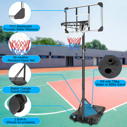 BG4-Portable Basketball Goal System with Stable Base and Wheels, use for Indoor Outdoor teenagers youth height adjustable 5.6 to 7ft Basketball Hoop 28 Inch Backboard - Likeshoppe 