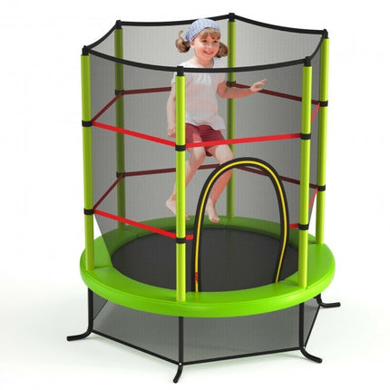 BA49- 55 Inch Kids Recreational Trampoline Bouncing Jumping Mat with Enclosure Net - Likeshoppe 