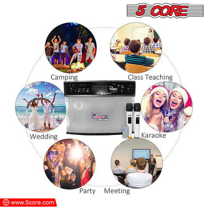 CC23- 5 Core Subwoofer System with Bluetooth/ 40W Active Speaker, Digital Display, 8 Ohm, with AUX, MIC, USB Input with Remote Control Ideal for Karaoke, Presentation, Meeting- Destiny - Likeshoppe 