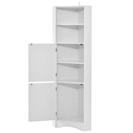 AM3- Tall Bathroom Corner Cabinet;  Freestanding Storage Cabinet with Doors and Adjustable Shelves;  MDF Board - Likeshoppe 