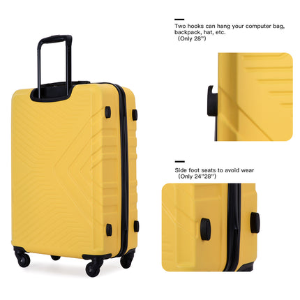 CA1- 3 Piece Luggage Sets ABS Lightweight Suitcase with Two Hooks;  Spinner Wheels;  TSA Lock;  (20/24/28)