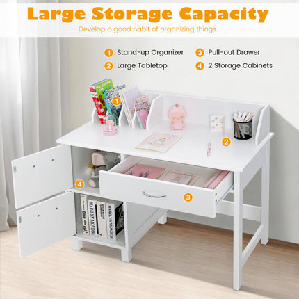 AV1- Kids Wooden Writing Furniture Set with Drawer and Storage Cabinet - Likeshoppe 