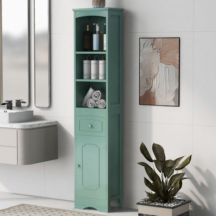 AN3- Tall Bathroom Cabinet;  Freestanding Storage Cabinet with Drawer;  MDF Board;  Adjustable Shelf - Likeshoppe 