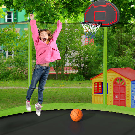 BA5- 16FT Trampoline with Basketball Hoop pump and Ladder(Inner Safety Enclosure) with soccer goal Green - Likeshoppe 