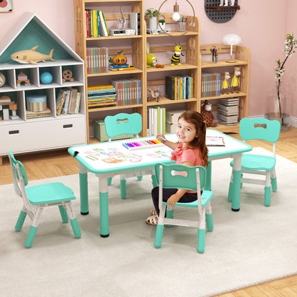 AV3- Kids Table and Chairs Set for 4 with Graffiti Desktop - Likeshoppe 