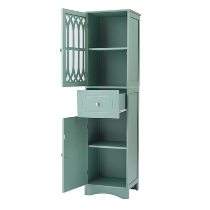 AN2- Tall Bathroom Cabinet;  Freestanding Storage Cabinet with Drawer and Doors;  MDF Board;  Acrylic Door;  Adjustable Shelf - Likeshoppe 