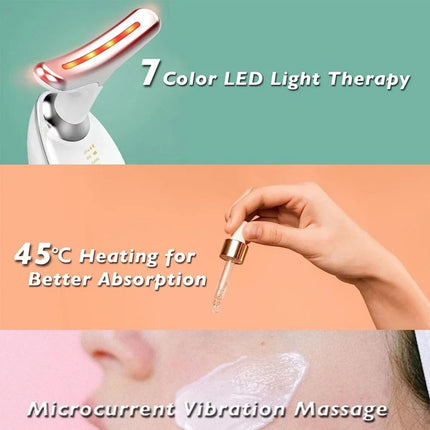 CE3- Red-Light-Therapy-for-Face and Neck, Red Light Therapy Wand, 3 Color Led Face Neck Massager for Skin Tightening, Face Lift, Wrinkle Removal, White - Likeshoppe 