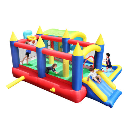 BC9-7 in 1 Inflatable Bounce House, Bouncy House with Ball Pit for Kids Indoor Outdoor Party Family Fun, Obstacles, Toddler Jump Bouncy Castle with Ball Pit for Birthday Party Gifts - Likeshoppe 