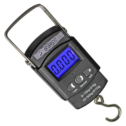 BR2- 5 Core Fish Scale 110 LBS 50 KG Luggage Handheld Portable Electronic Balance Digital Fishing Postal Hanging Hook Scale with 2 AAA Batteries Built-in Measuring Tape Backlight LCD Display - Likeshoppe 