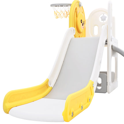 BB19-Toddler Climber and Slide Set 4 in 1, Kids Playground Climber Freestanding Slide Playset with Basketball Hoop Play Combination for Babies Indoor & Outdoor - Likeshoppe 