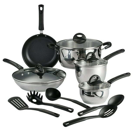 CH2- Tramontina Everyday 14 Pc Stainless Steel Tri-Ply Base Cookware Set - Likeshoppe 