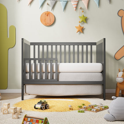 A02- Synergy,5-In-1 Convertible Crib, Converts from Baby Crib to Toddler Bed, Fits Standard Full-Size Crib Mattress ,Easy to Assemble 53*29*9 Inches-STORM GREY - Likeshoppe 